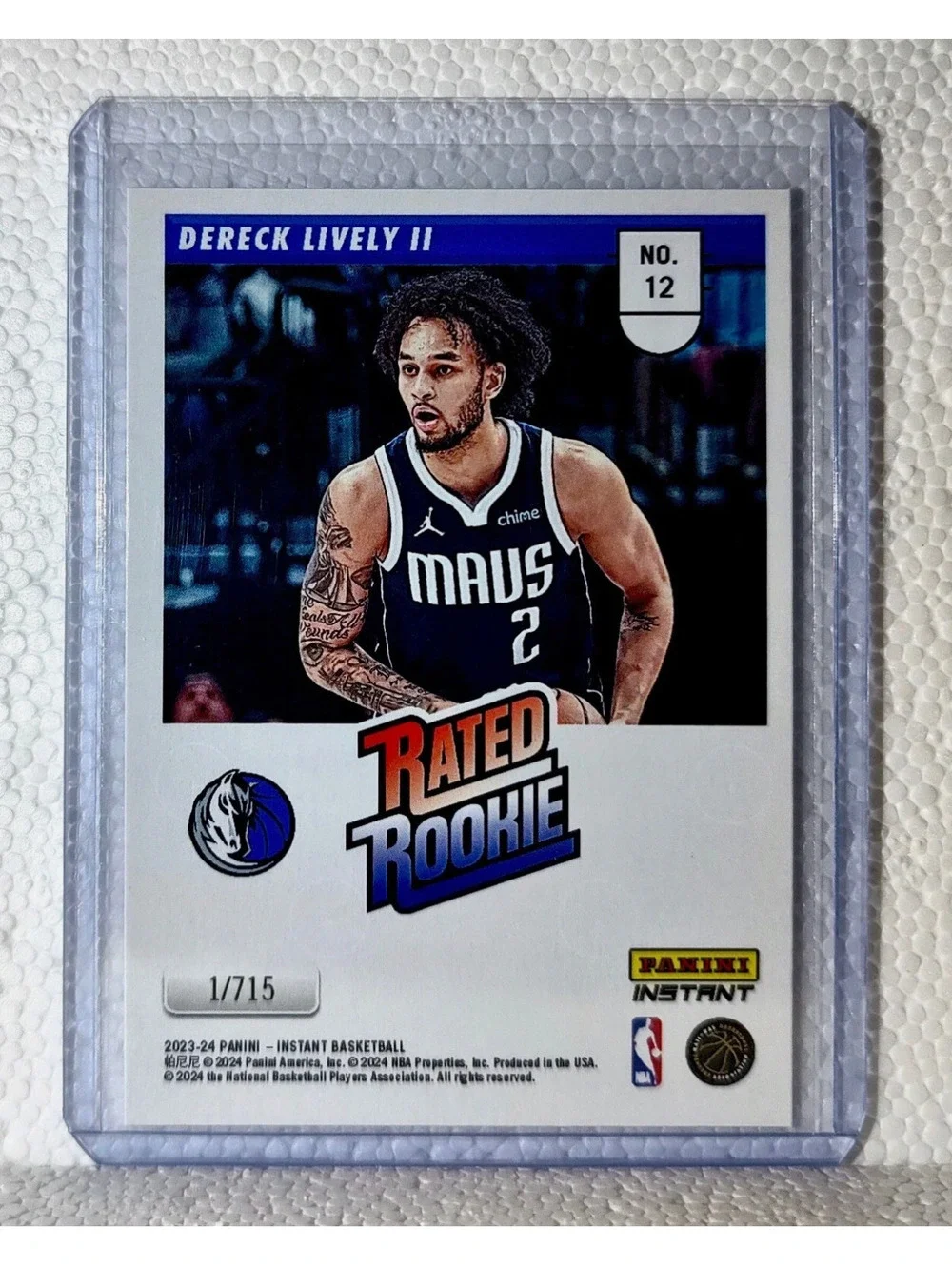 Dereck Lively II 2023-24 Panini NBA #12 Rated Rookie Retro Card 1/715